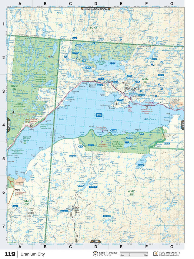 SKSK119 TOPO Map - Uranium City - Backroad Maps