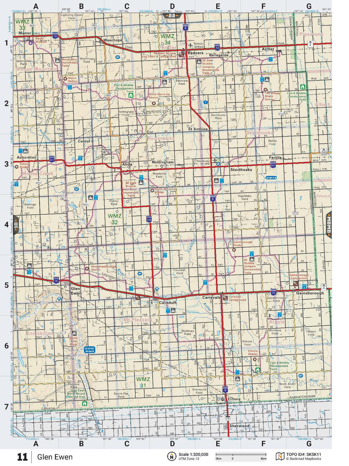 SKSK11 Wall Map - Glen Ewen - Backroad Maps