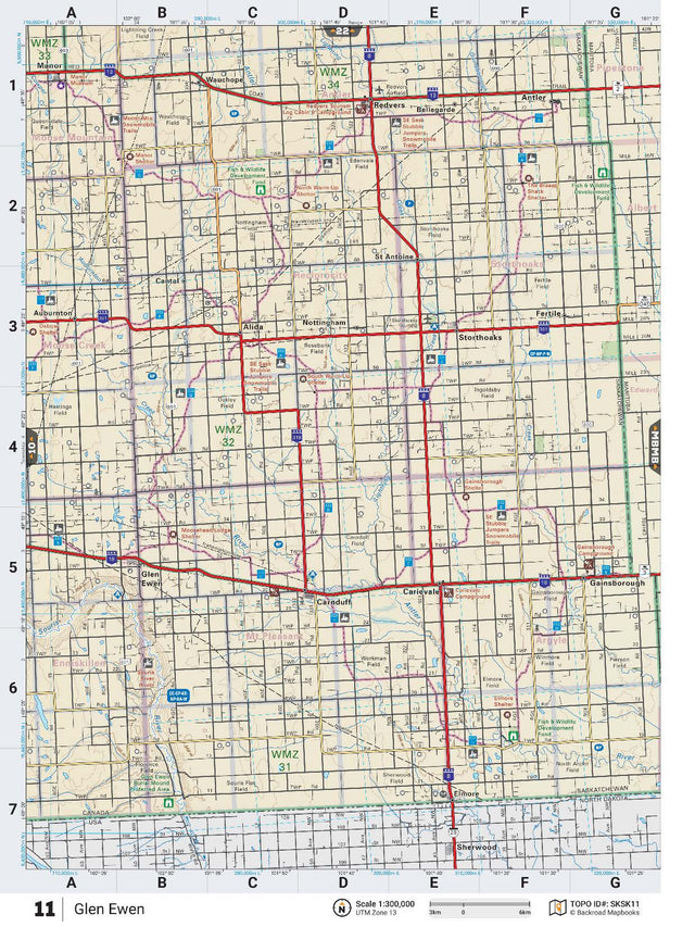 SKSK11 Wall Map - Glen Ewen - Backroad Maps