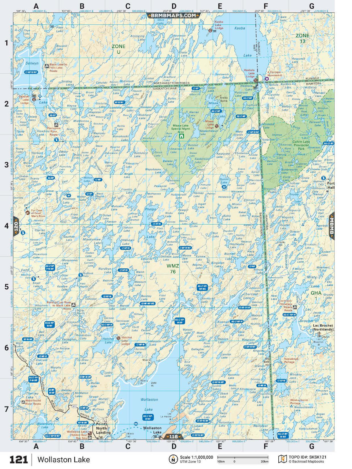 SKSK121 TOPO Map - Wollaston Lake - Backroad Maps