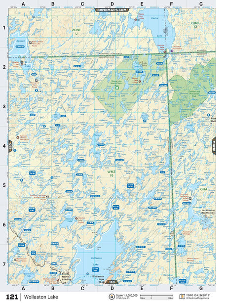 SKSK121 Wall Map - Wollaston Lake - Backroad Maps
