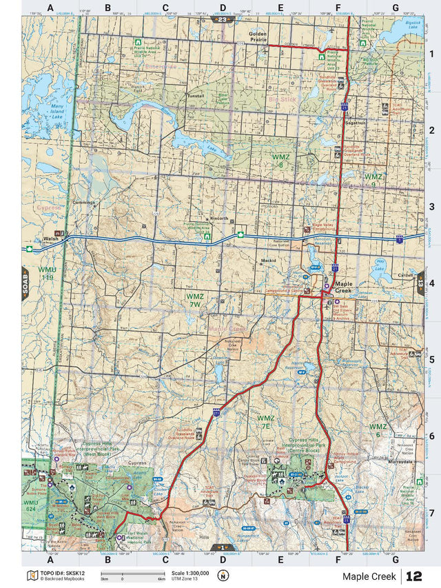 SKSK12 TOPO Map - Maple Creek - Backroad Maps