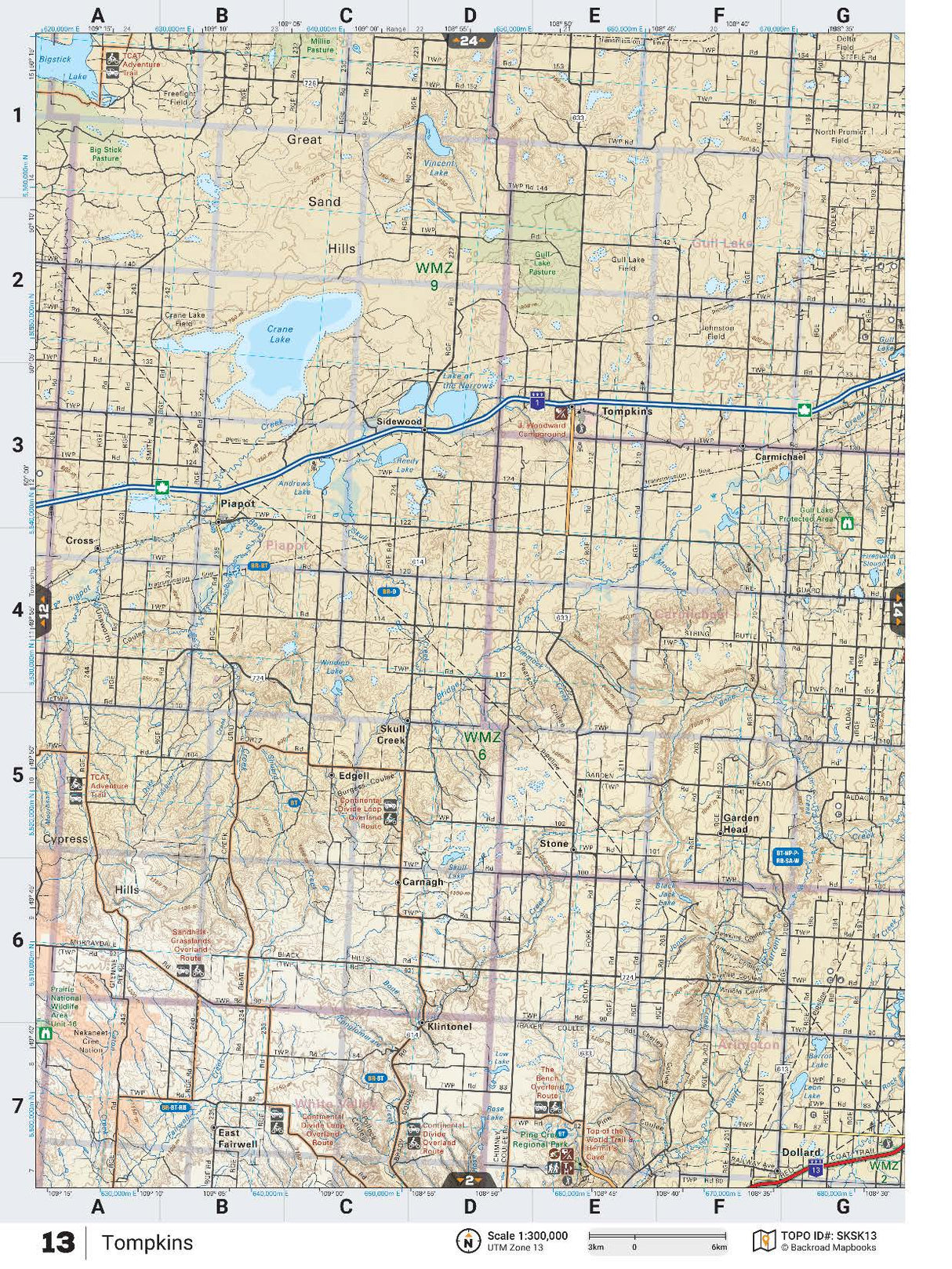 SKSK13 Wall Map - Tompkins - Backroad Maps