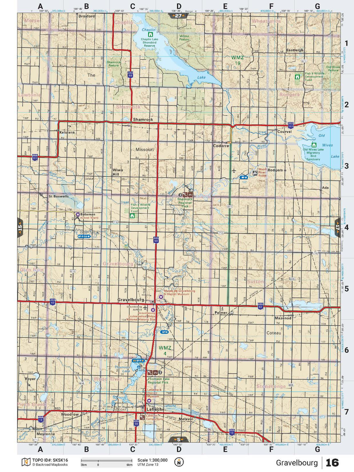 SKSK16 TOPO Map - Gravelbourg - Backroad Maps