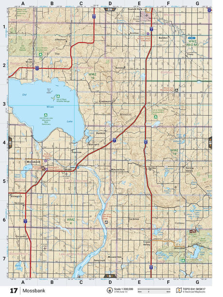 SKSK17 TOPO Map - Mossbank - Backroad Maps
