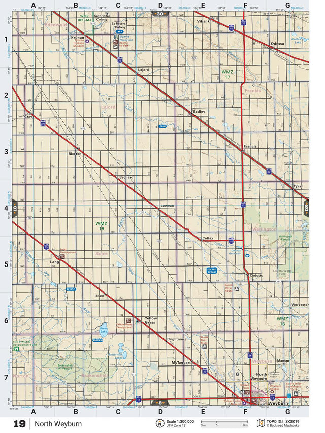 SKSK19 TOPO Map - North Weyburn - Backroad Maps
