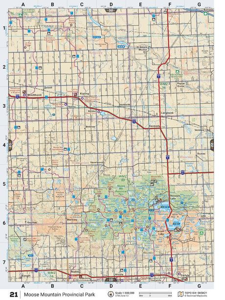 SKSK21 TOPO Map - Moose Mountain Provincial Park - Backroad Maps
