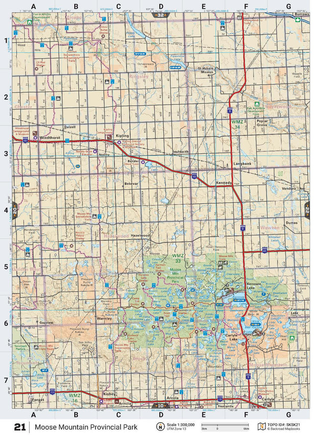SKSK21 TOPO Map - Moose Mountain Provincial Park - Backroad Maps