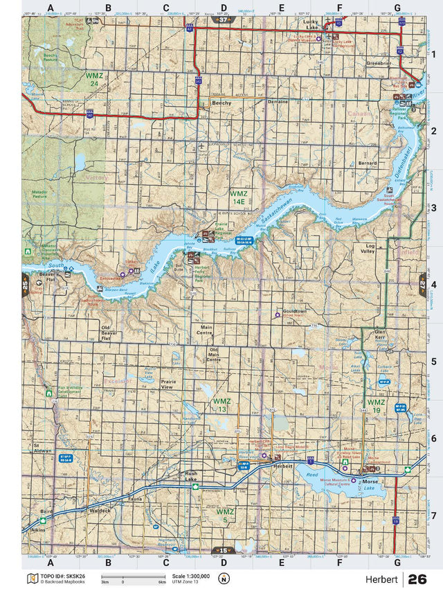 SKSK26 Wall Map - Herbert - Backroad Maps