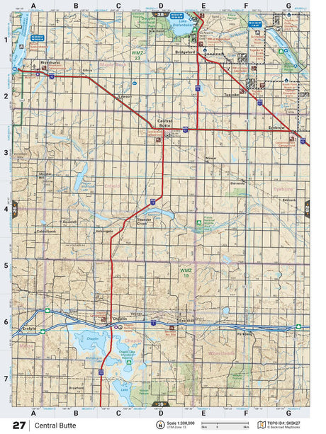 SKSK27 Wall Map - Central Butte - Backroad Maps