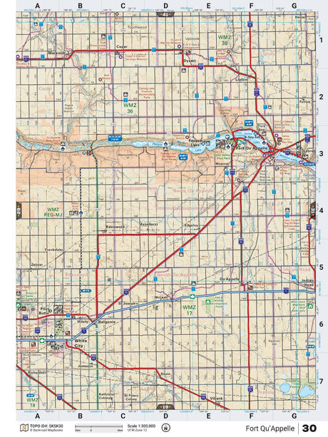SKSK30 Wall Map - Fort Qu'Appelle - Backroad Maps