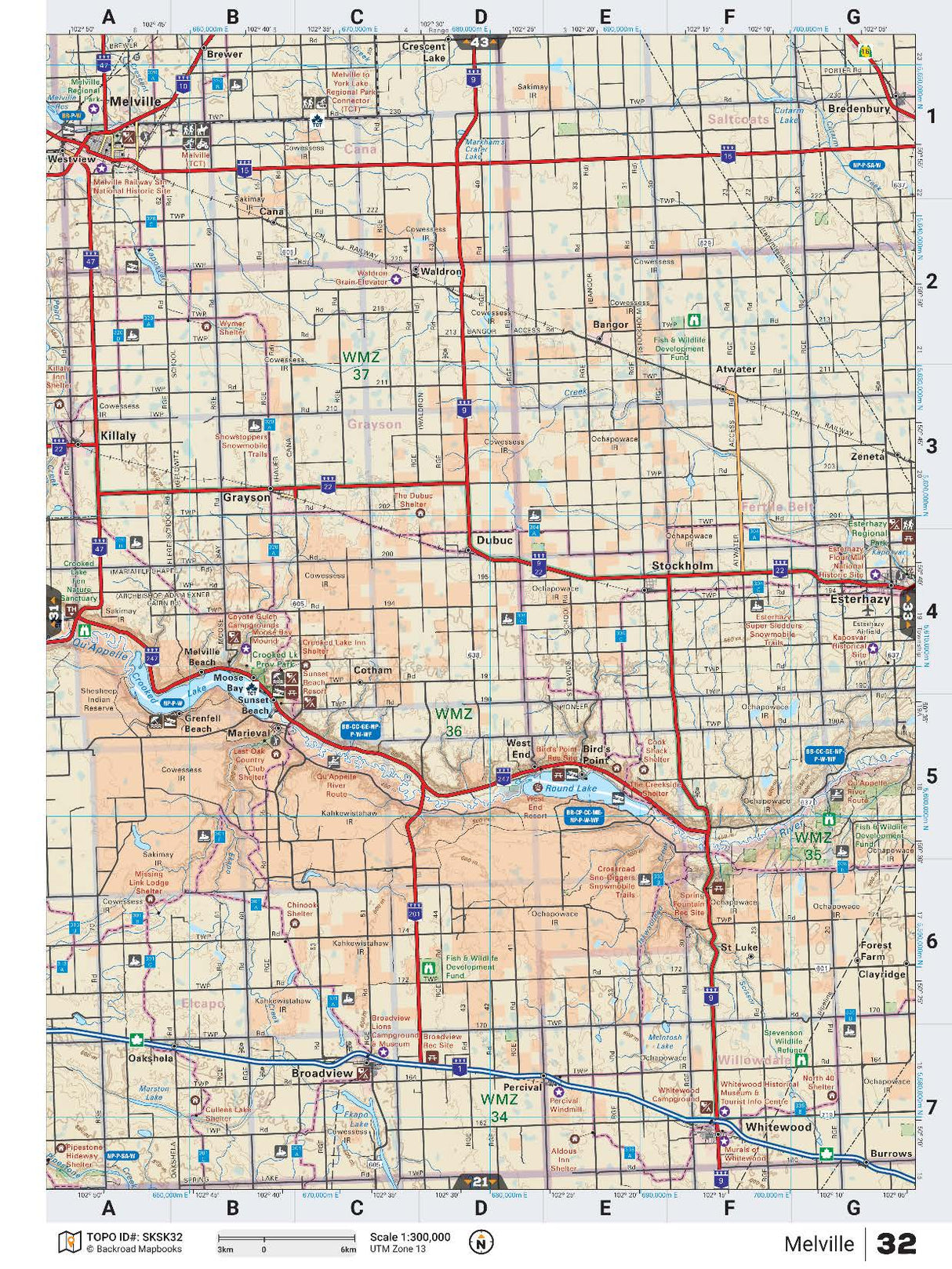 SKSK32 Wall Map - Melville - Backroad Maps