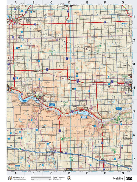 SKSK32 Wall Map - Melville - Backroad Maps