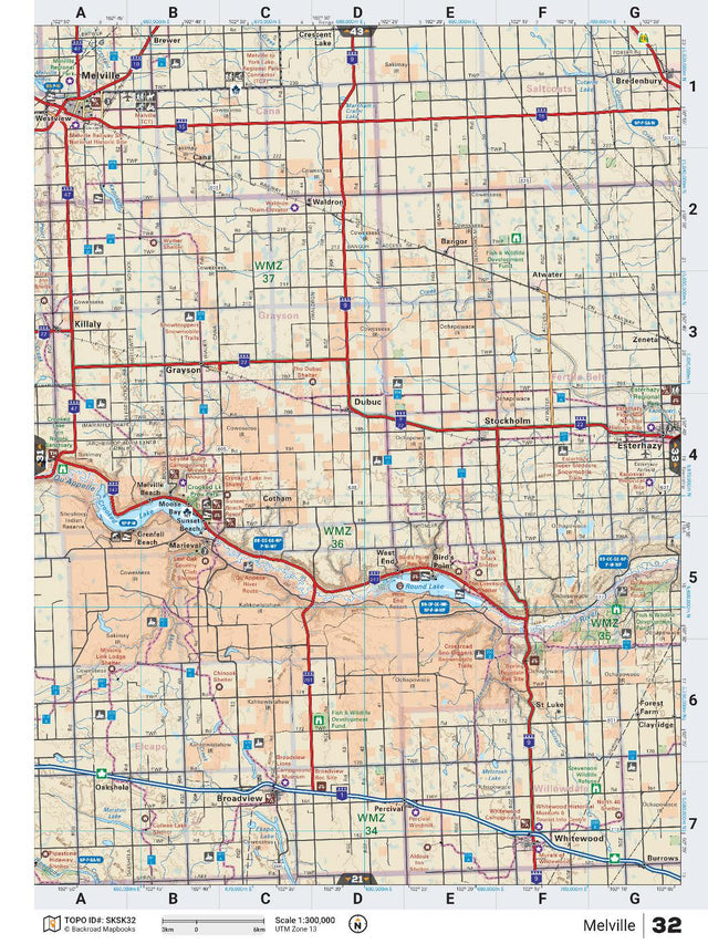 SKSK32 TOPO Map - Melville - Backroad Maps