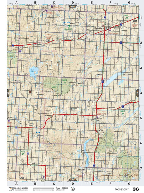 SKSK36 TOPO Map - Rosetown - Backroad Maps