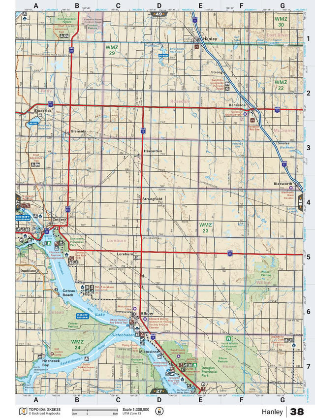 SKSK38 Wall Map - Hanley - Backroad Maps