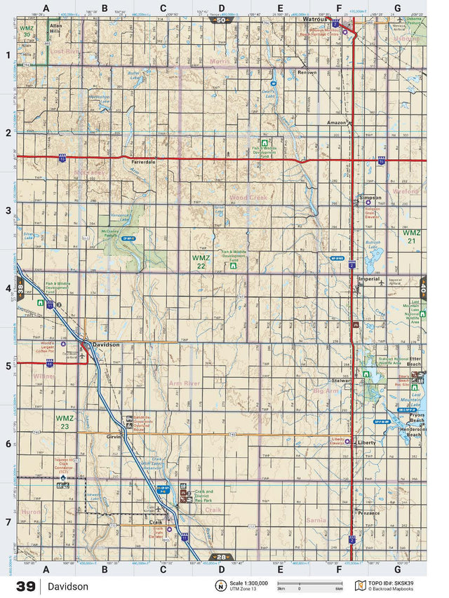 SKSK39 Wall Map - Davidson - Backroad Maps
