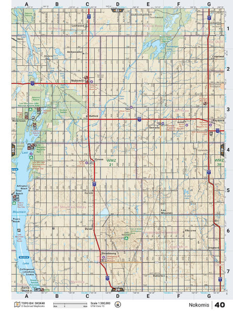 SKSK40 Wall Map - Nokomis - Backroad Maps