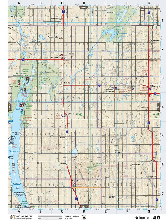 SKSK40 Wall Map - Nokomis - Backroad Maps