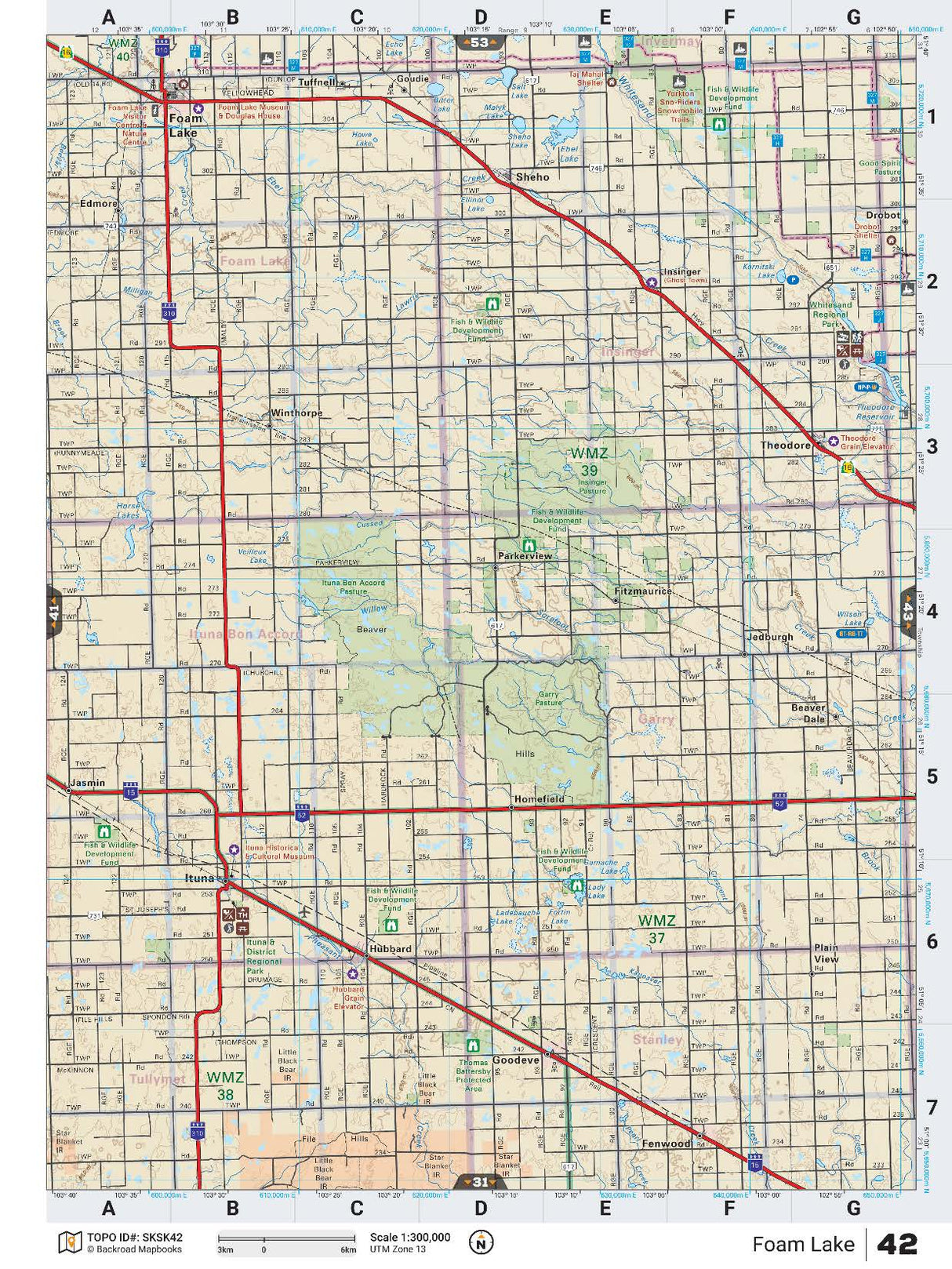 SKSK42 TOPO Map - Foam Lake - Backroad Maps