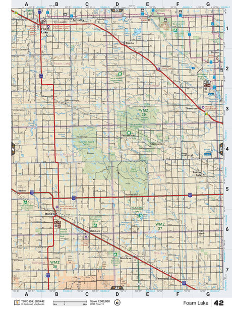 SKSK42 TOPO Map - Foam Lake - Backroad Maps