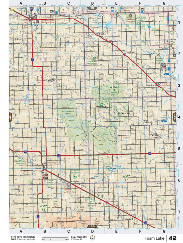 SKSK42 TOPO Map - Foam Lake - Backroad Maps