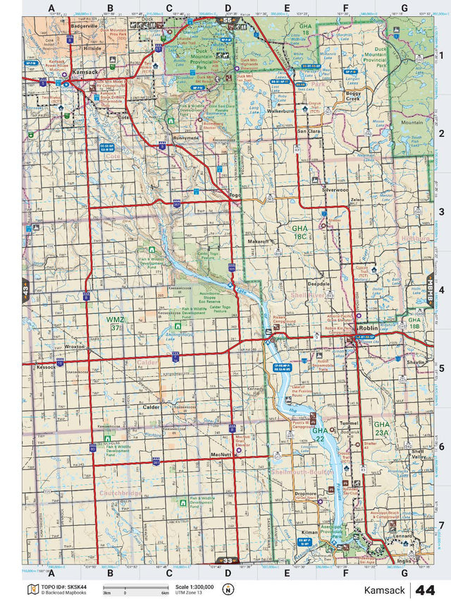 SKSK44 TOPO Map - Kamsack - Backroad Maps