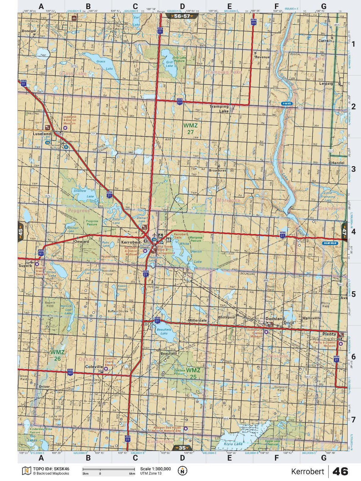 SKSK46 TOPO Map - Kerrobert - Backroad Maps