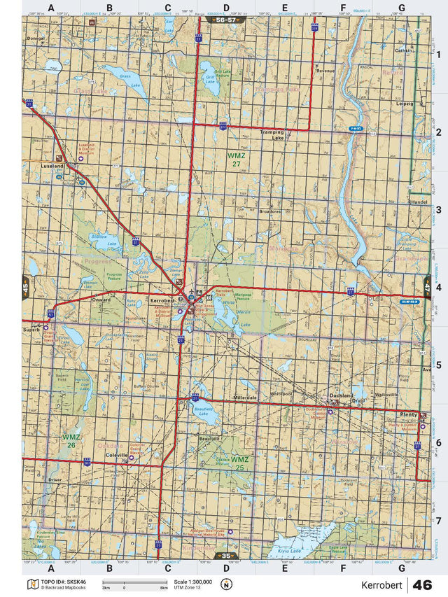 SKSK46 Wall Map - Kerrobert - Backroad Maps
