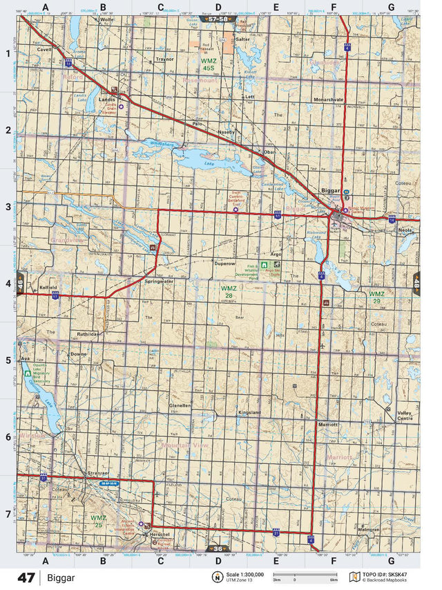 SKSK47 Wall Map - Biggar - Backroad Maps