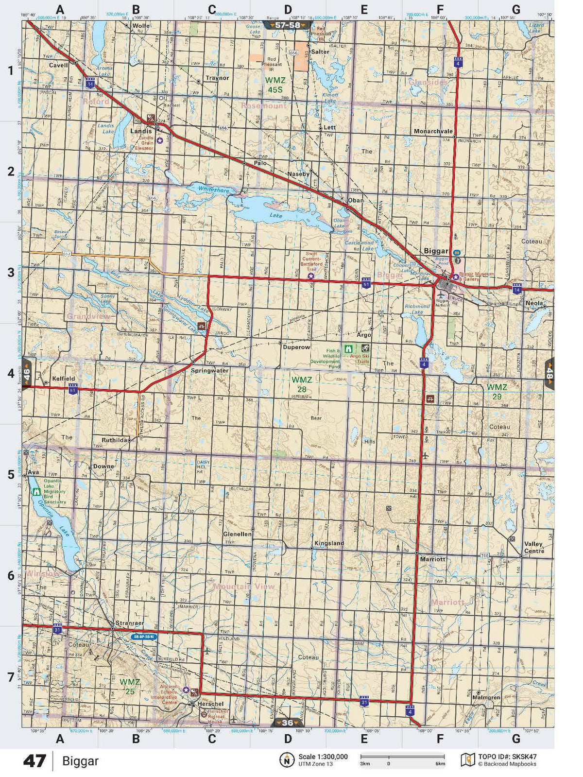 Backroad Maps SKSK47 TOPO Map - Biggar