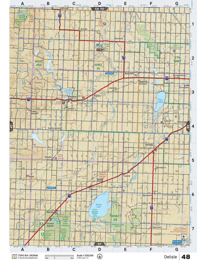 SKSK48 Wall Map - Delisle - Backroad Maps