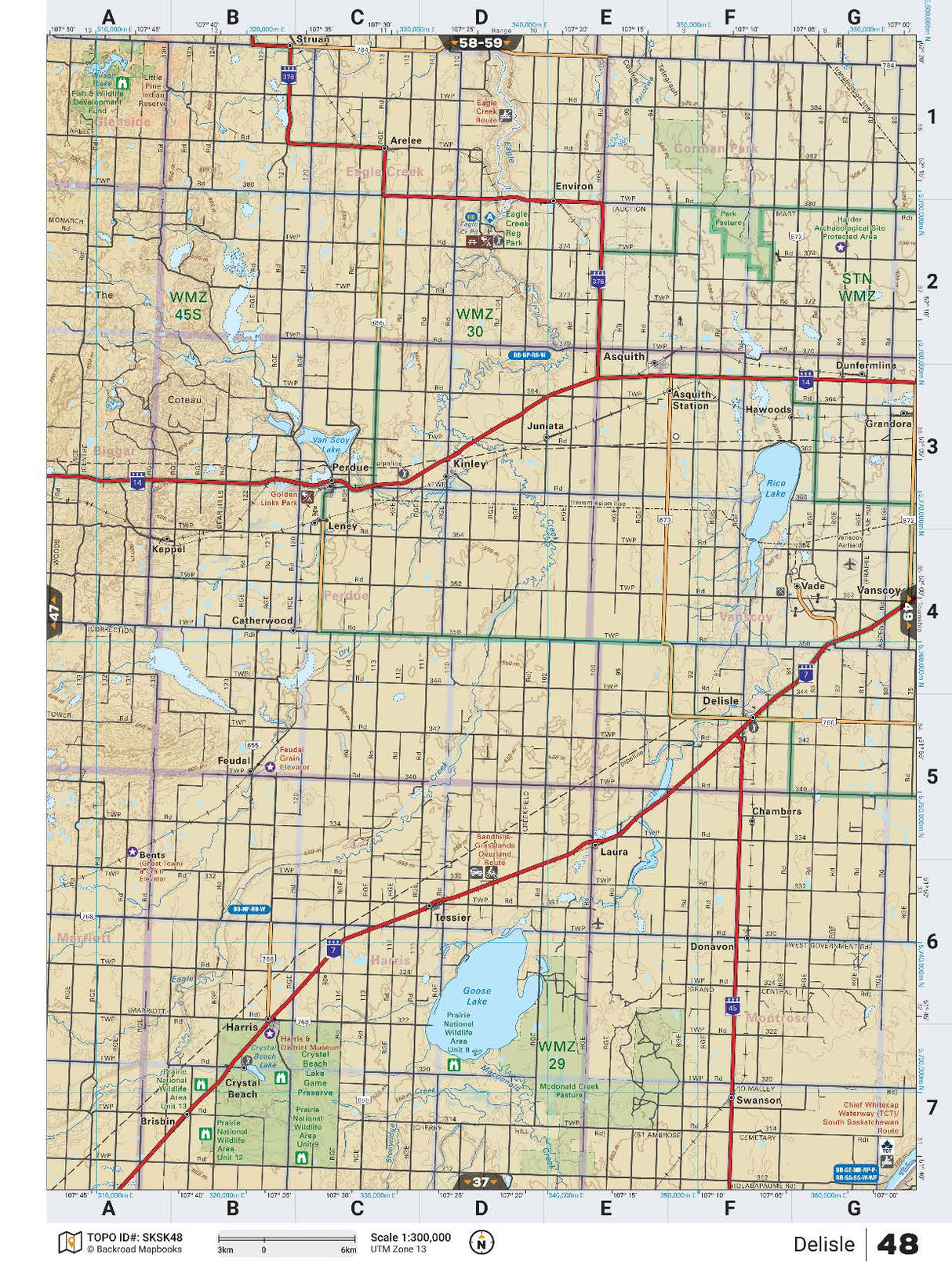 SKSK48 TOPO Map - Delisle - Backroad Maps