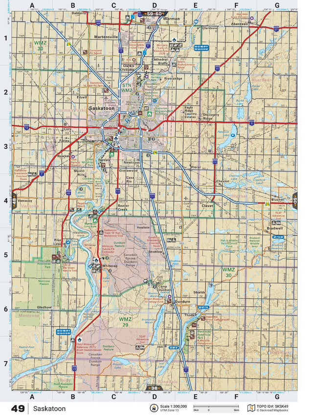 SKSK49 Wall Map - Saskatoon - Backroad Maps