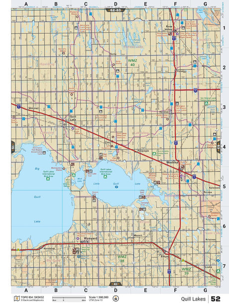 SKSK52 Wall Map - Quill Lakes - Backroad Maps