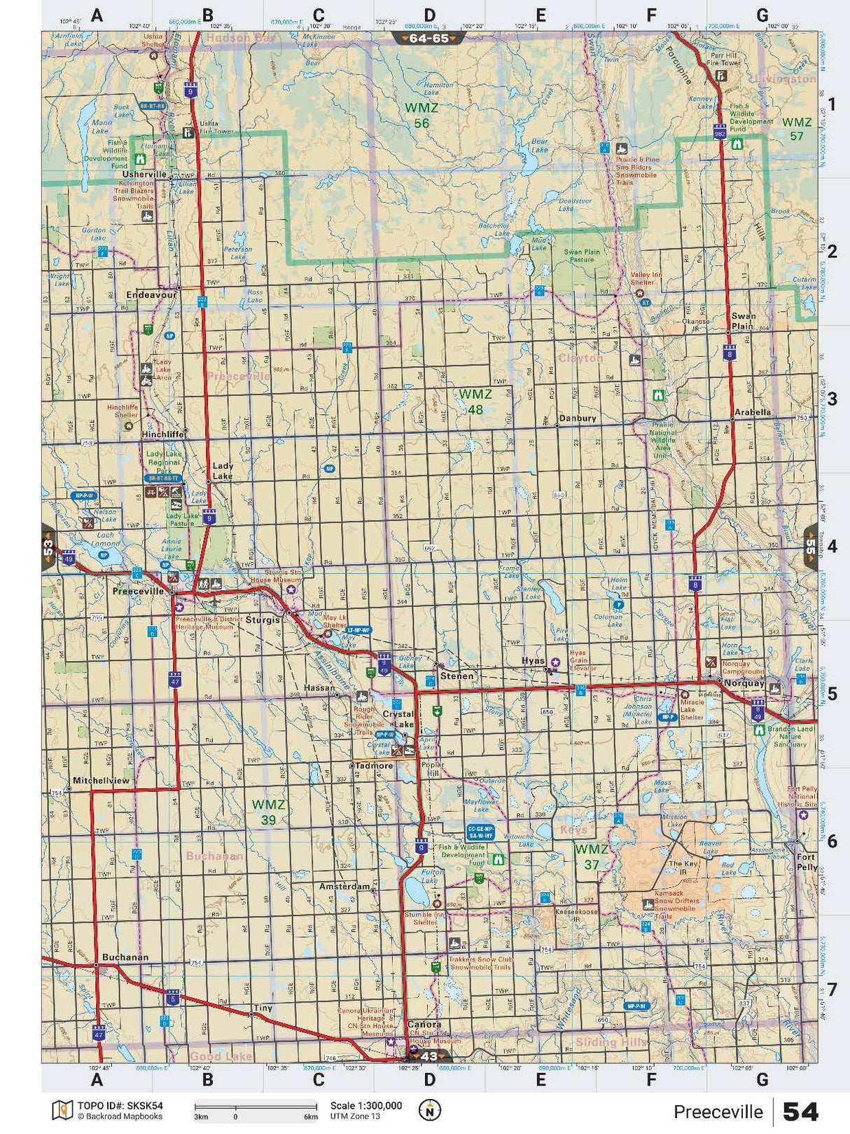 SKSK54 TOPO Map - Preeceville - Backroad Maps