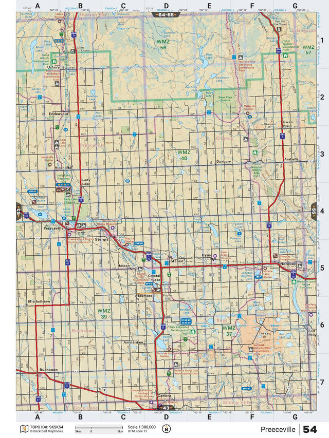 SKSK54 TOPO Map - Preeceville - Backroad Maps