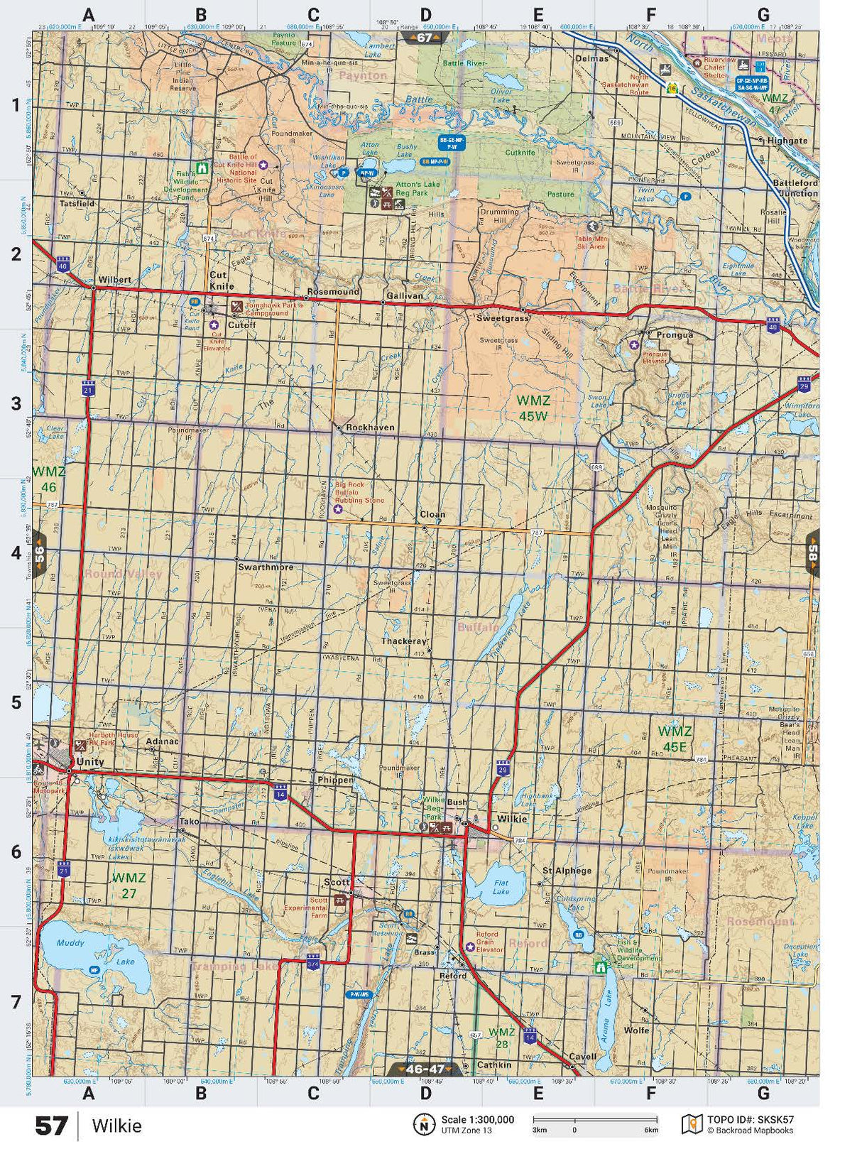 SKSK57 TOPO Map - Wilkie - Backroad Maps