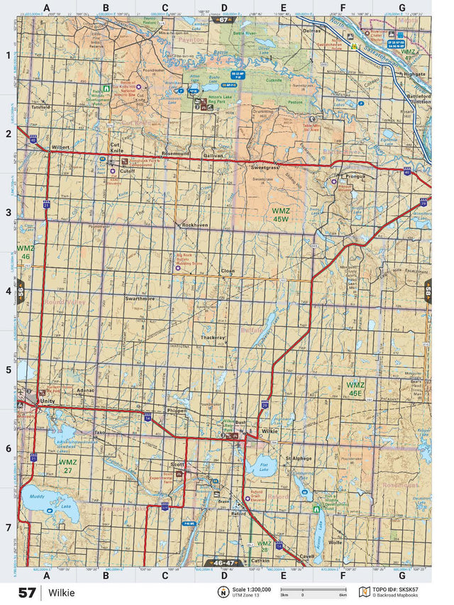 SKSK57 Wall Map - Wilkie - Backroad Maps