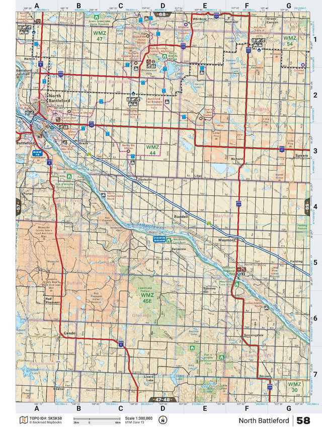 SKSK58 TOPO Map - North Battleford - Backroad Maps