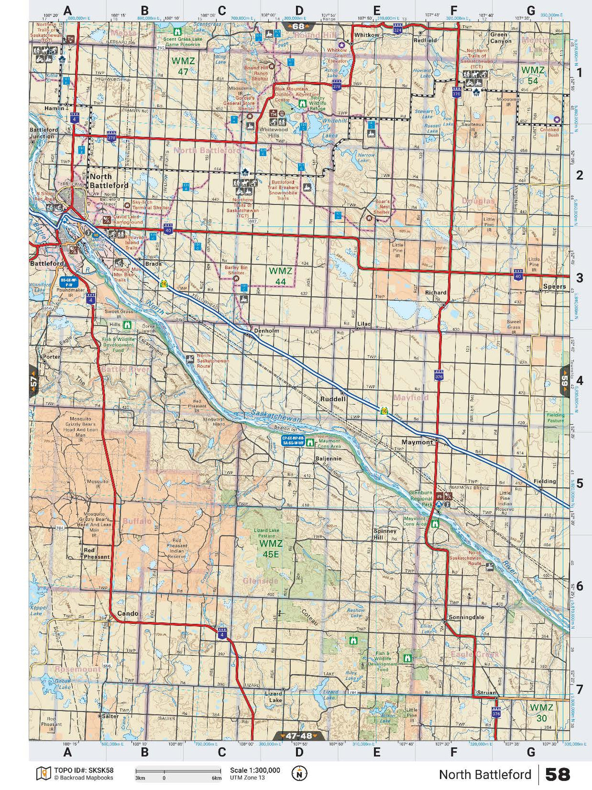 SKSK58 Wall Map - North Battleford - Backroad Maps