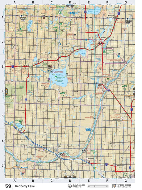 SKSK59 Wall Map - Redberry Lake - Backroad Maps