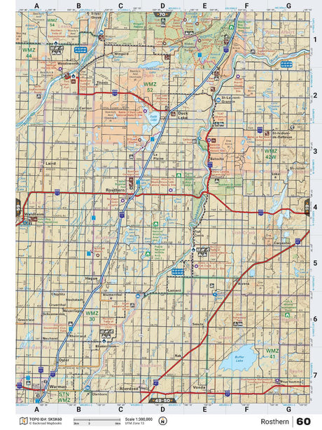 SKSK60 TOPO Map - Rosthern - Backroad Maps
