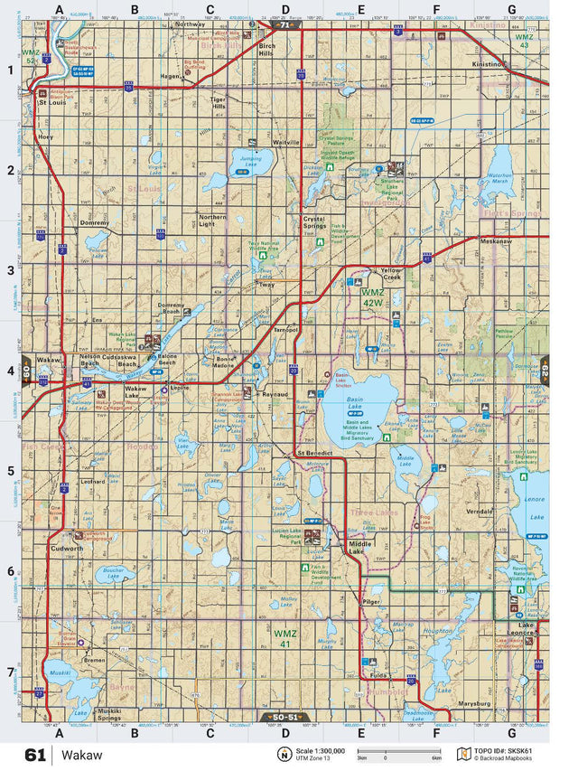 SKSK61 Wall Map - Wakaw - Backroad Maps