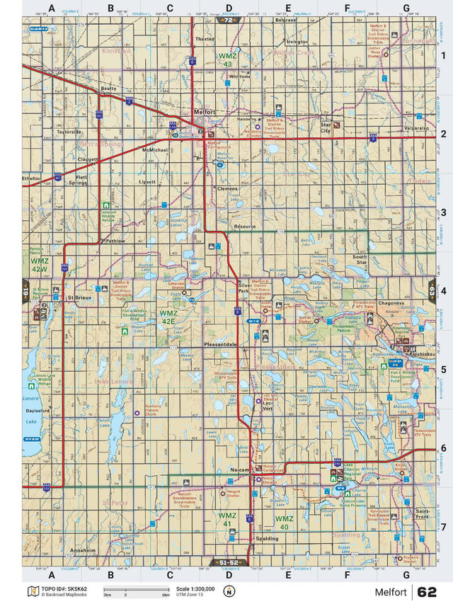 SKSK62 Wall Map - Melfort - Backroad Maps
