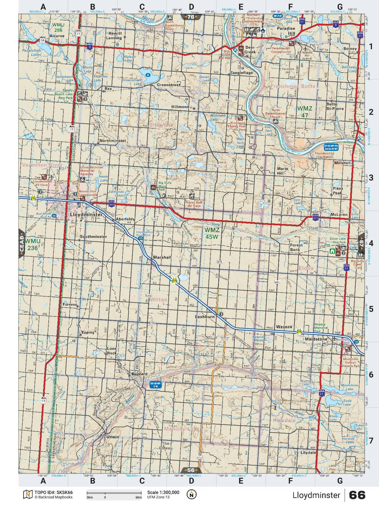 SKSK66 TOPO Map - Lloydminster - Backroad Maps