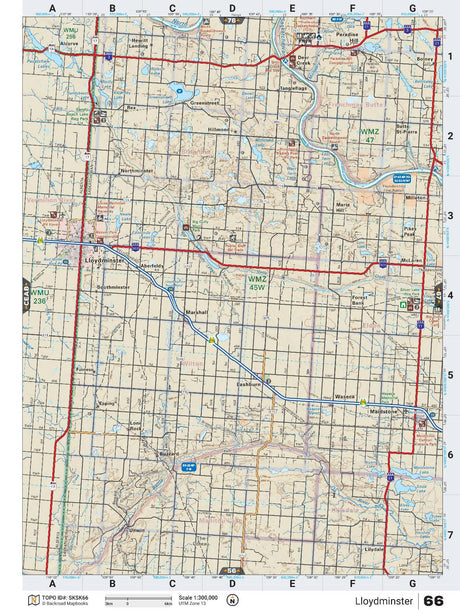 SKSK66 TOPO Map - Lloydminster - Backroad Maps