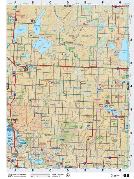 SKSK68 Wall Map - Glaslyn - Backroad Maps