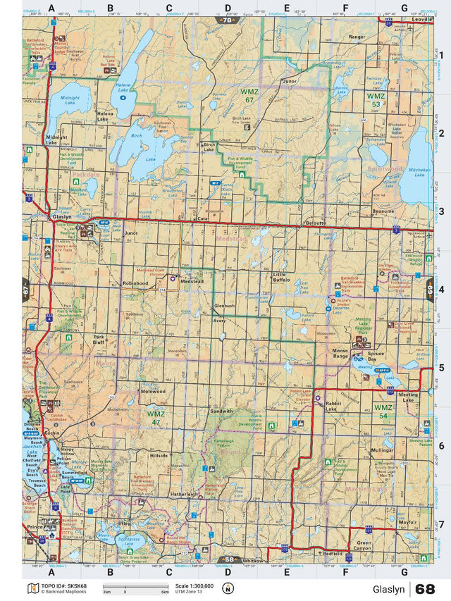 SKSK68 Wall Map - Glaslyn - Backroad Maps