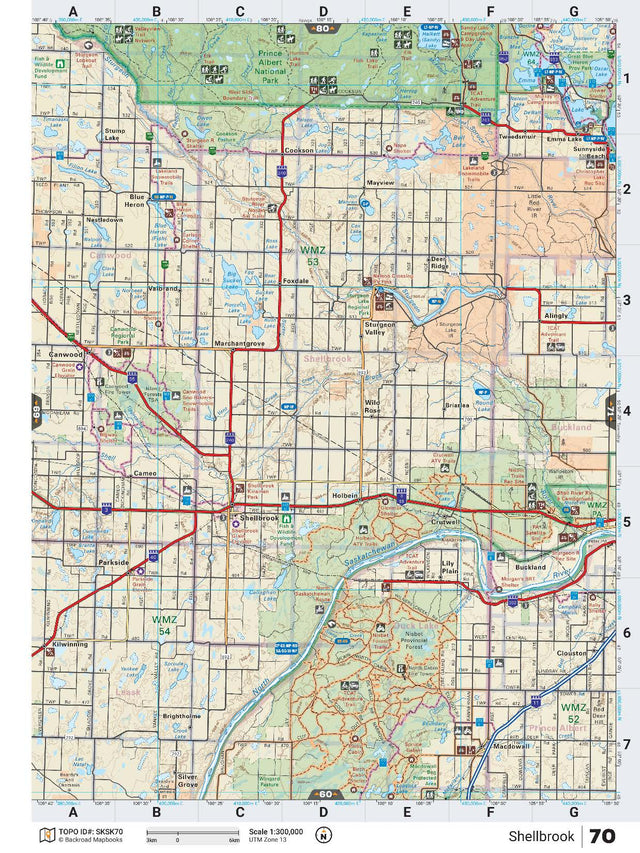 SKSK70 TOPO Map - Shellbrook - Backroad Maps